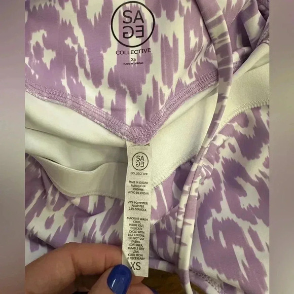 NWT Sage Collective One Piece Activewear Romper Lilac Purple Size XS Stretch - Picture 4 of 7